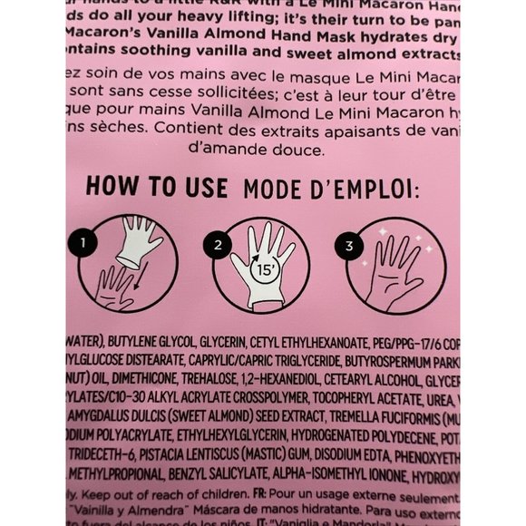 Le Mini Macaron Moisturizing Vanilla Almond Hand Mask New (2 Gloves) - Picture 8 of 8